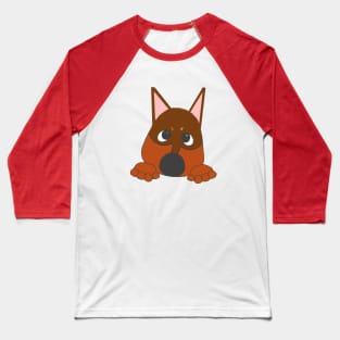 miniature pinscher chocolate and rust peeking cartoon Baseball T-Shirt